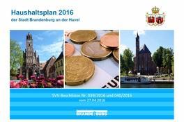 Deckblatt Haushaltsplan 2016