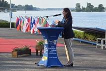 Asuncion Loriente, Präsidentin von European Rowing erklärte die Europameisterschaft für eröffnet.