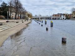 Das Salzhofufer ist leicht überschwemmt.