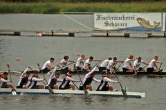 Ein Highlight der Deutschen Meisterschaften sind die Rennen im Canadier-Achter