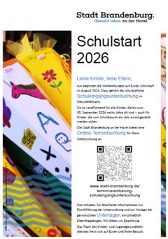 Plakat mit dem Hinweis zur Schuleingangsuntersuchung
