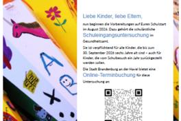 Plakat mit dem Hinweis zur Schuleingangsuntersuchung