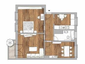 Grundriss einer Wohnung mit Balkon