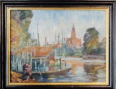 Otto Antoine, Blick auf den Dom zu Brandenburg an der Havel, undatiert – Öl auf Leinwand, neu gerahmt.