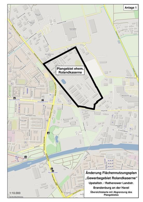 Entwurf der 10. Änderung des Flächennutzungsplans der Stadt Brandenburg an der Havel zum „Gewerbegebiet Rolandkaserne“ wird öffentlich ausgelegt