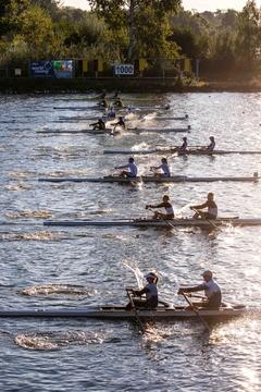 Ruderer an der 1000 Meter-Marke