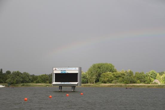 am Ende verabschiedete sich die Regattastrecke Beetzsee mit einem Regenbogen