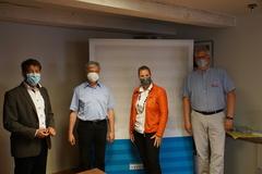 Oberbürgermeister Steffen Scheller mit seinen Gesprächspartnern LRV-Präsident Ralf Holzschuher, LKV-Präsidentin Dajana Pefestorff und Volker Garmatter, HRV-Vorsitzender (v.l.n.r.).
