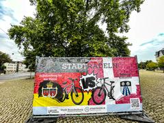 Werbebanner fürs Stadtradeln auf dem Nicolaiplatz.