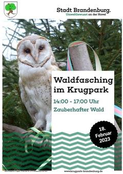 Plakat mit Eule zum Waldfasching