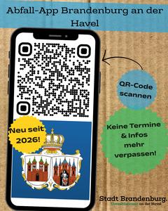 Plakat zur Abfall-App mit QR-Code