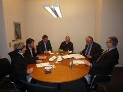 Vertreter der Städte Brandenburg an der Havel, Rathenow und Premnitz sowie der Chef der Zukunftsagentur diskutieren über die Erweiterung des Regionale