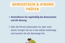 Bewusstsein und Atmung prüfen.