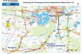 Übersichtsplan mit Darstellung der Umleitung für Autofahrer