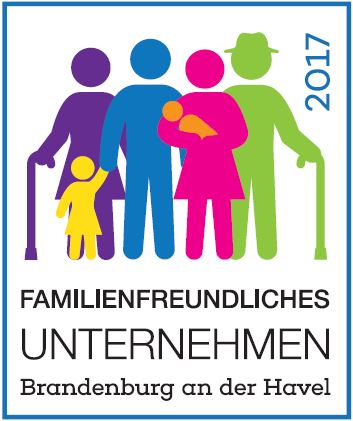 Buntes Logo mit abstrakter Darstellung einer Familie mit Großeltern, Eltern und Kinder